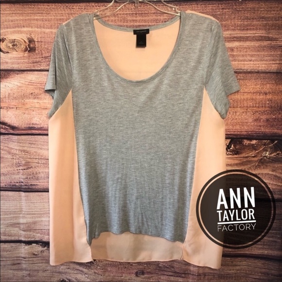 Ann Taylor Factory Short Sleeve High-Low Top - Picture 1 of 8